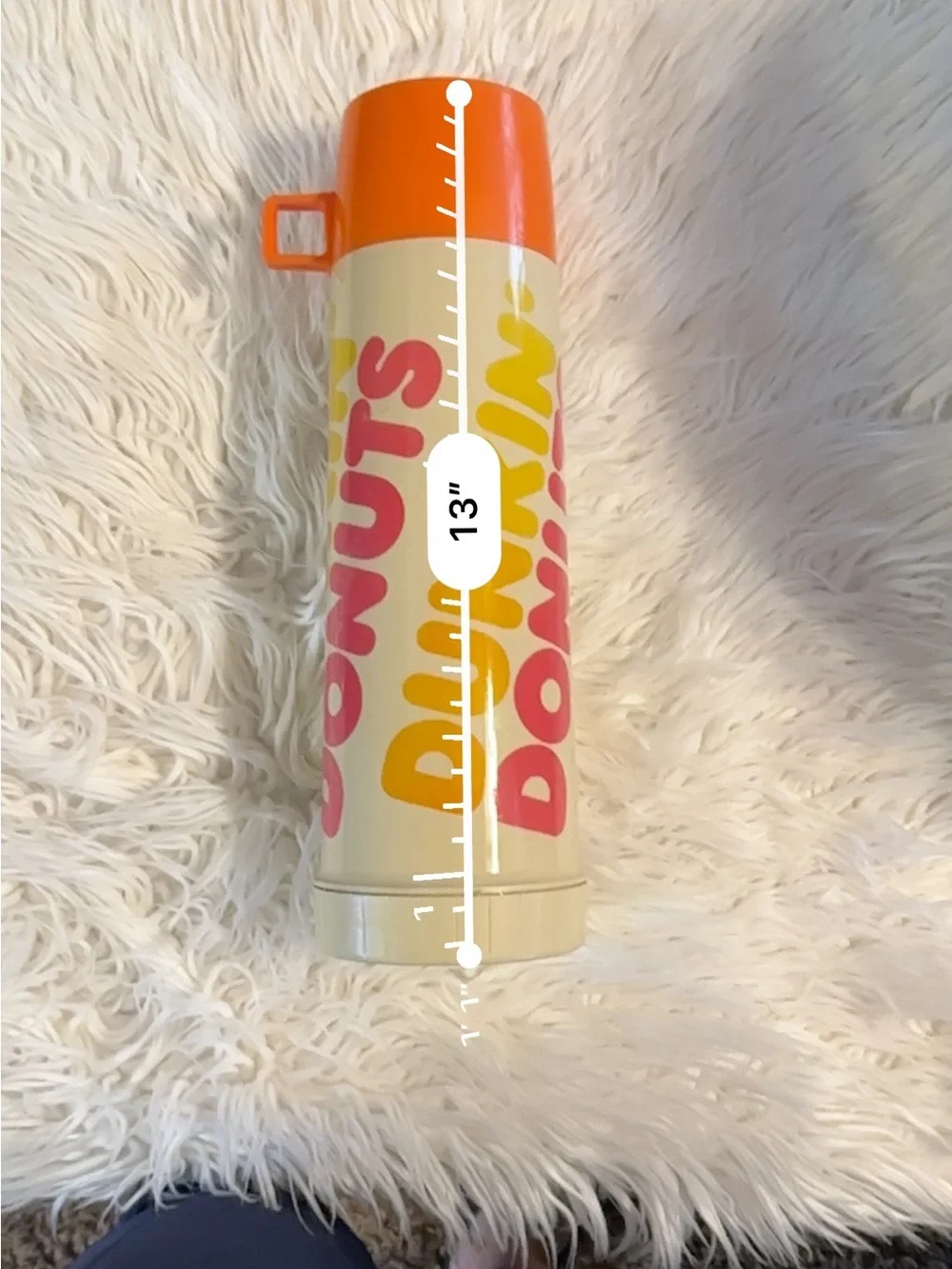 Vintage Dunkin’ Donuts Thermos Vacuum Bottle 13” Retro Orange Pink Yello Thermos